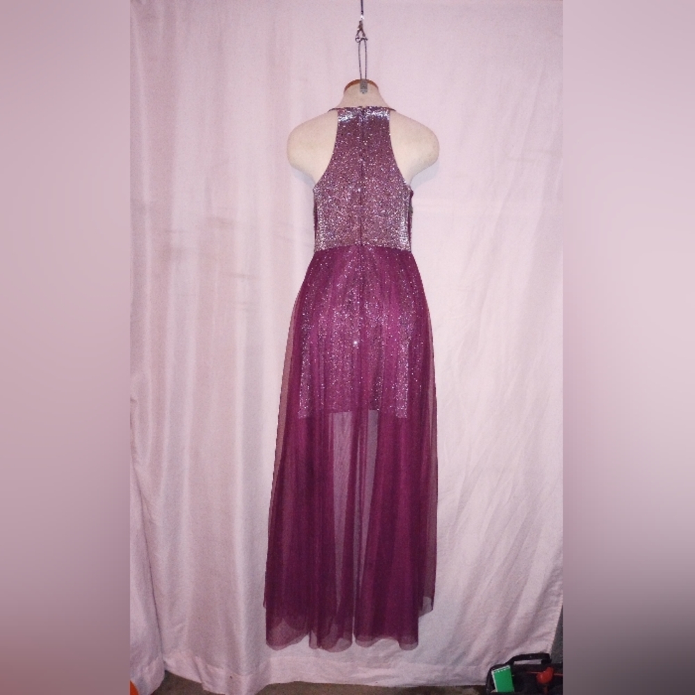 Social Couture Plum Sparkly Formal Dress Size 9/10 - Picture 10 of 16